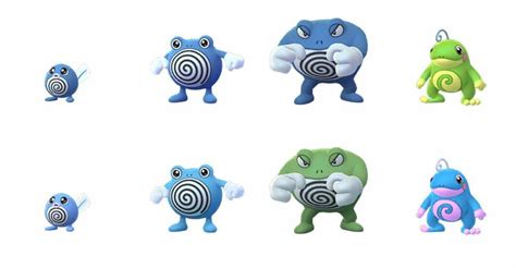 The swirl pattern on its belly is actually part of the Pokmon&x27;s innards showing through the skin. . Poliwag shiny